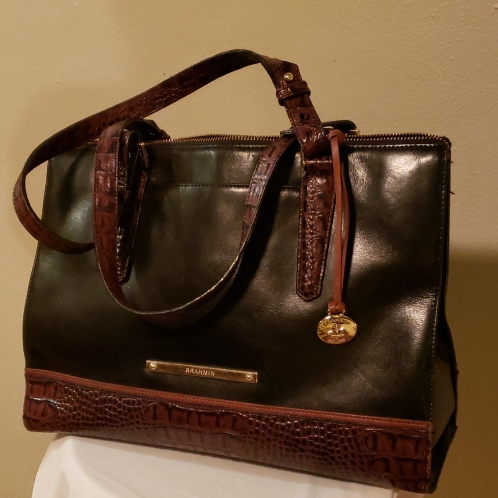 Brahmin Black and Brown Leather Satchel - Picture 7 of 7